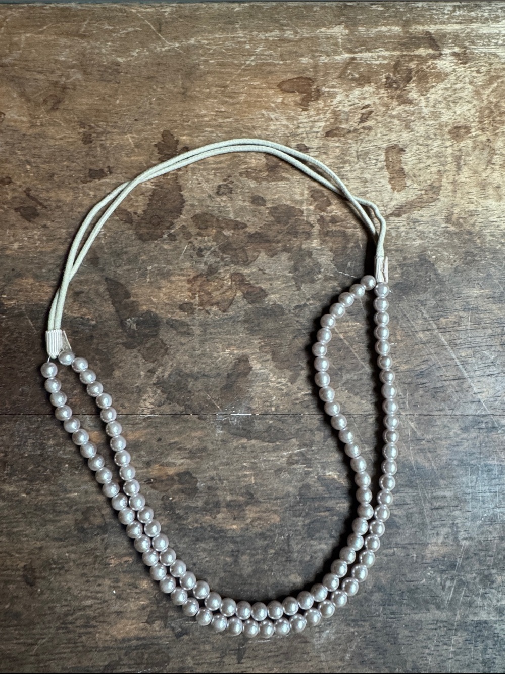 Vintage Triple-Row Pearl Necklace in Light Champagne